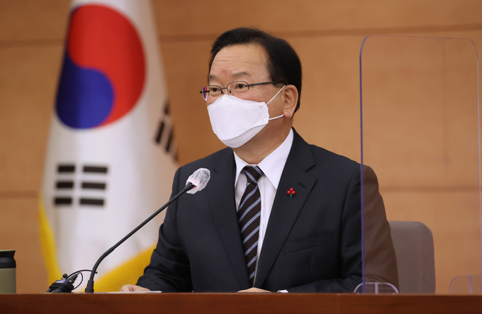 일상회복 지원위원회서 발언하는 김부겸 총리. (사진=연합뉴스)