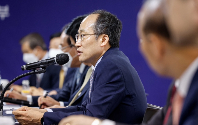 경총 방문한 추경호 경제부총리 겸 기획재정부 장관. (사진=연합뉴스 제공)