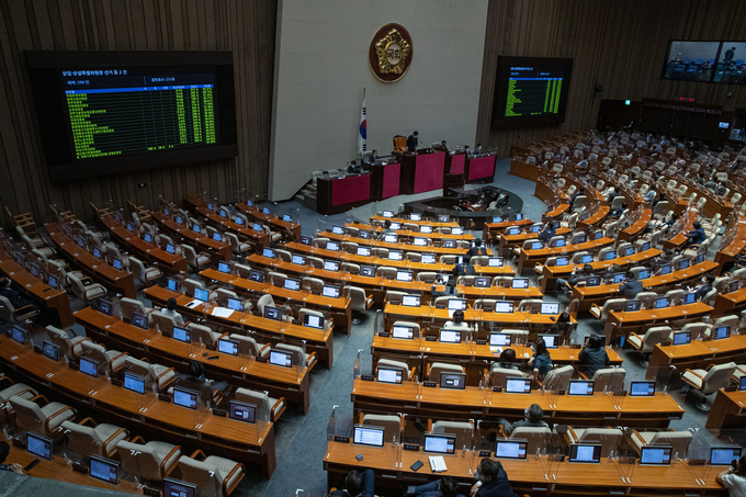 22일 국회에서 열린 본회의에서 선출된 후반기 국회 상임위원장 명단이 본회의장 전광판에 표시되고 있다. (사진=연합뉴스 제공)