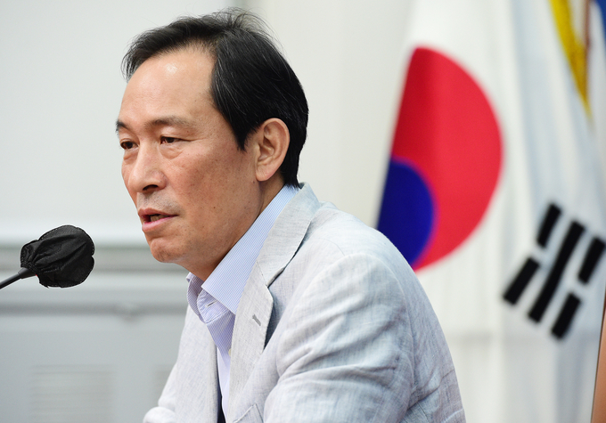 우상호 더불어민주당 비상대책위원장이 29일 오전 국회에서 열린 비상대책위원회의에서 발언하고 있다. (사진=연합뉴스 제공)