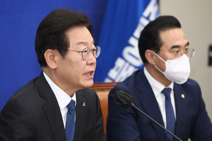 5일 국회에서 열린 더불어민주당 최고위원회의에서 이재명 당 대표가 발언하고 있다. (사진=연합뉴스 제공)