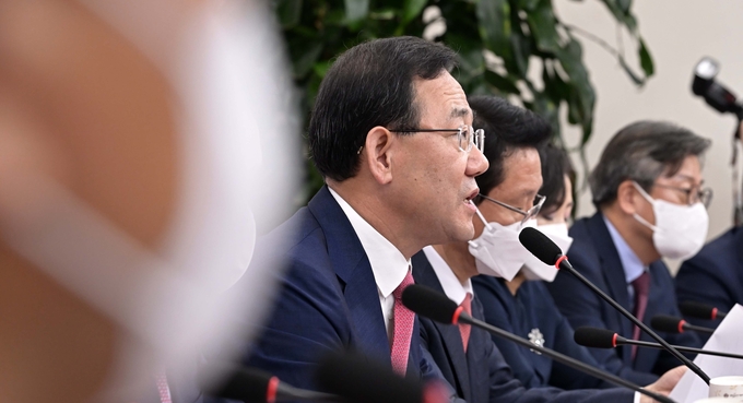 주호영 국민의힘 원내대표가 26일 국회에서 열린 비상대책위원회의에서 발언하고 있다. (사진=연합뉴스 제공)