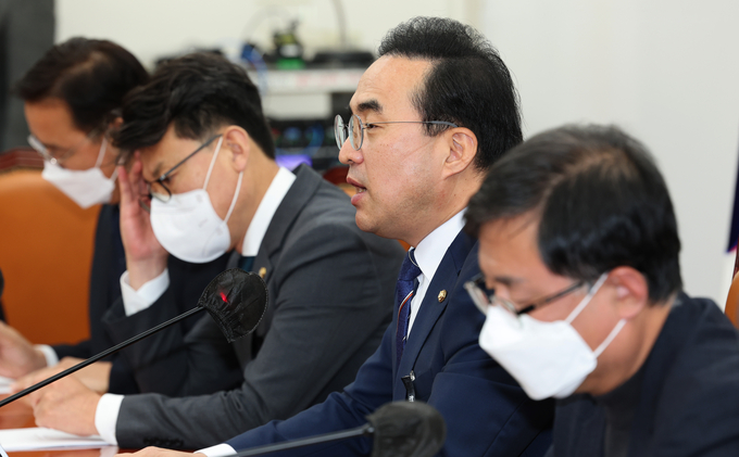 박홍근 더불어민주당 원내대표가 10일 정책조정회의에 참석해 발언하고 있다. (사진=연합뉴스 제공)