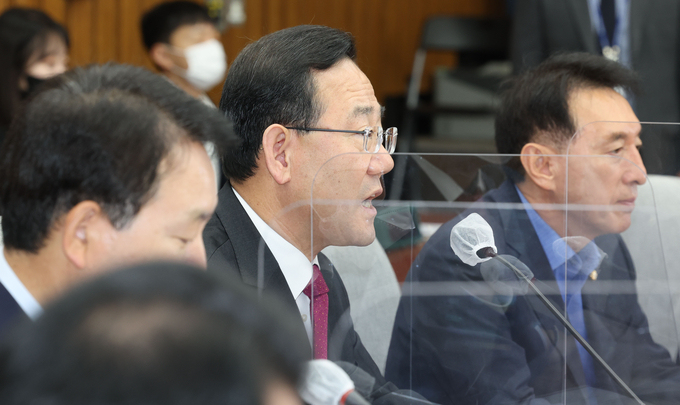 주호영 국민의힘 원내대표가 15일 당 원내대책회의에 참석해 발언하고 있다. (사진=연합뉴스 제공)