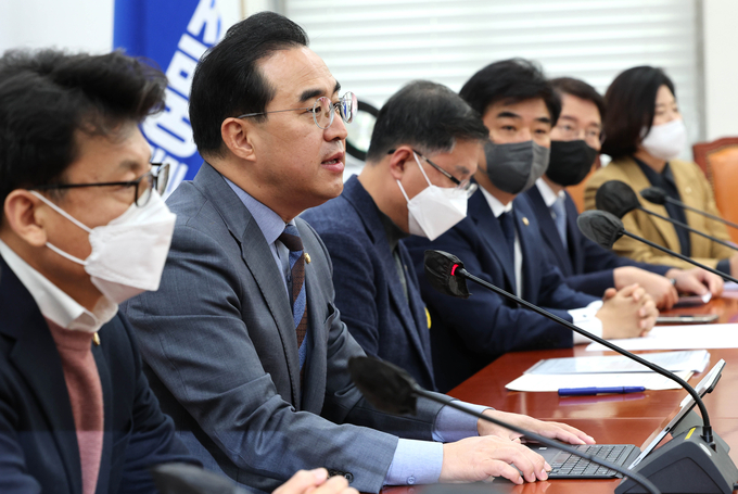 박홍근 더불어민주당 원내대표가 1일 국회에서 정책조정회의에서 발언하고 있다. (사진=연합뉴스 제공)
