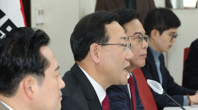 주호영 국민의힘 원내대표가 19일 오전 기자간담회를 열고 이재명 더불어민주당 대표의 체포동의안 관련 발언을 하고 있다. (사진=연합뉴스)