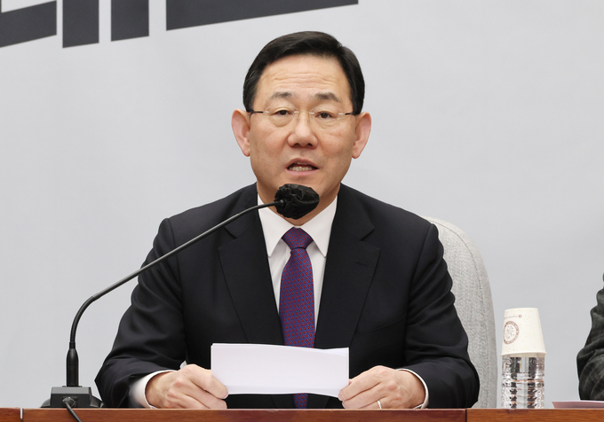 주호영 국민의힘 원내대표가 3일 국회에서 열린 원내대책회의에 참석해 발언하고 있다. (사진=연합뉴스)