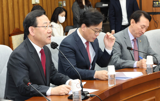 주호영 국민의힘 원내대표가 21일 국회에서 열린 원내대책회의에서 발언하고 있다. (사진=연합뉴스)