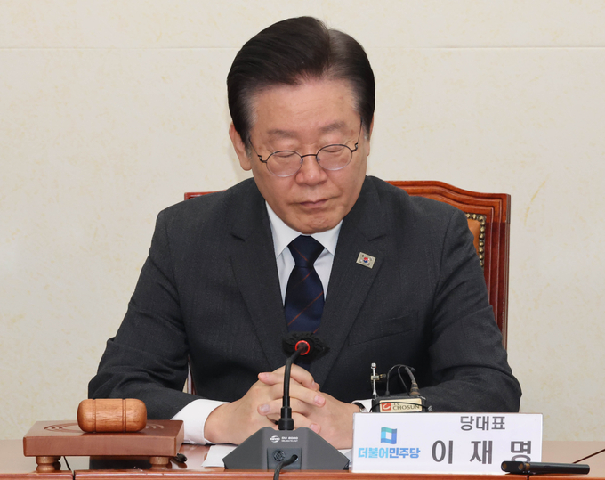 이재명 더불어민주당 대표가 22일 국회에서 열린 최고위원회의에 참석했다. (사진=연합뉴스)