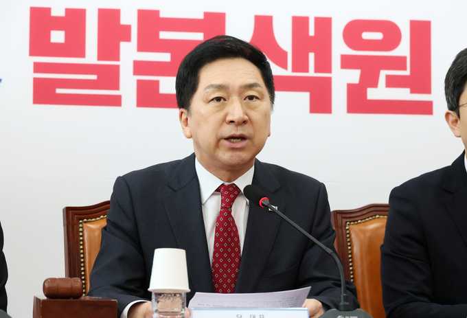 김기현 국민의힘 원내대표가 17일 국회에서 열린 최고위원회의에 참석해 발언하고 있다. (사진=연합뉴스)