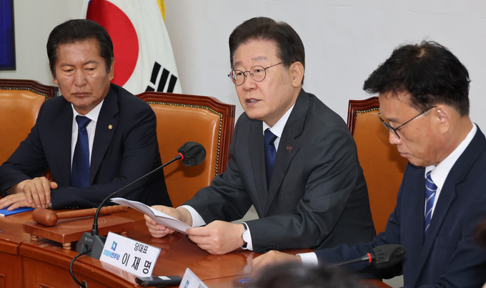 이재명 더불어민주당 대표가 7일 국회에서 열린 최고위원회의에서 발언하고 있다. (사진=연합뉴스)