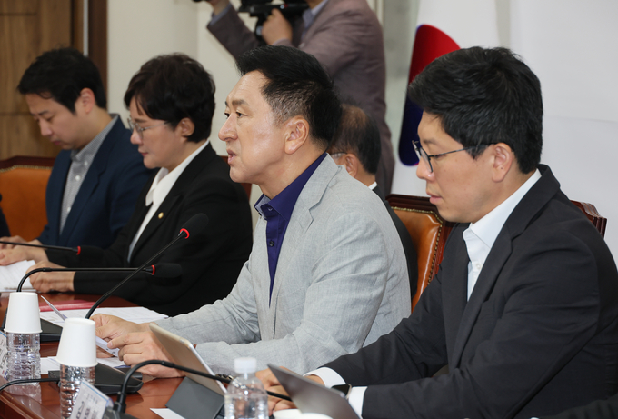 김기현 국민의힘 대표가 26일 국회에서 열린 최고위원회의에서 발언하고 있다. (사진=연합뉴스)