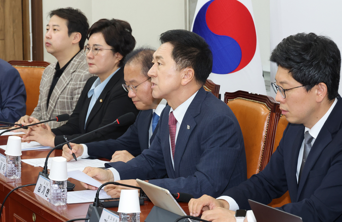 김기현 국민의힘 대표가 11일 국회에서 열린 최고위원회의에 참석해 발언하고 있다. (사진=연합뉴스)