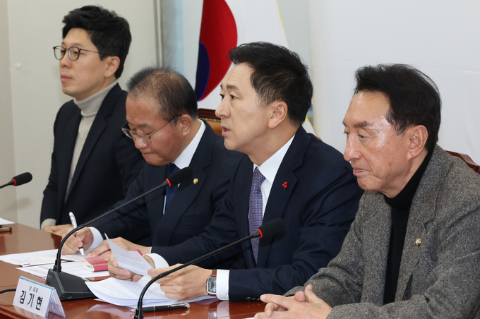 국민의힘 지도부가 30일 국회 본관에서 최고위원회의를 열고 각종 현안들에 대한 발언을 이어갔다. (사진=연합뉴스)