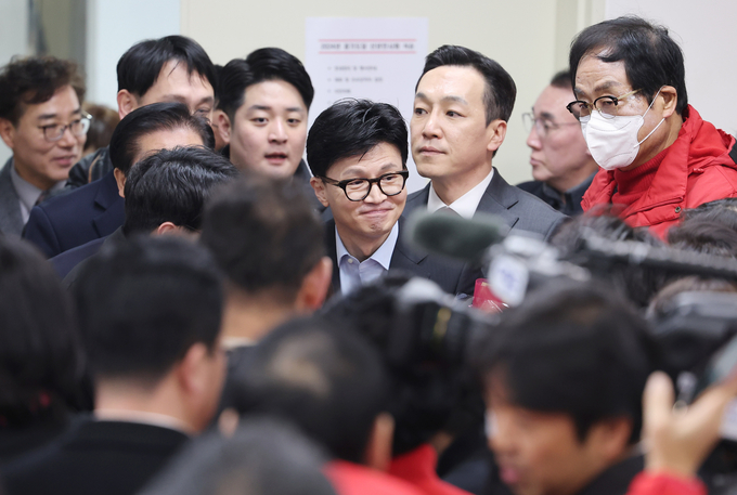한동훈 국민의힘 비상대책위원장이 5일 국민의힘 경기도당 당사에서 열린 신년인사회에 참석하고 있다. (사진=연합뉴스)