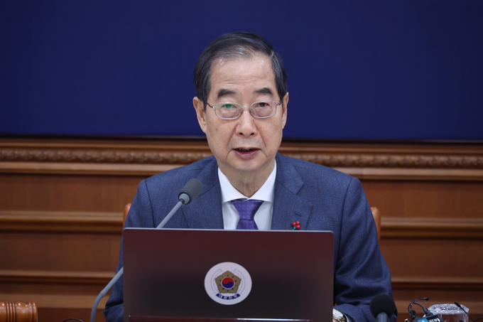 한덕수 국무총리가 30일 정부서울청사에서 국무회의를 주재하고 10.29 이태원참사 특별법에 대한 재의요구권 행사 건의안을 의결했다. (사진=연합뉴스)
