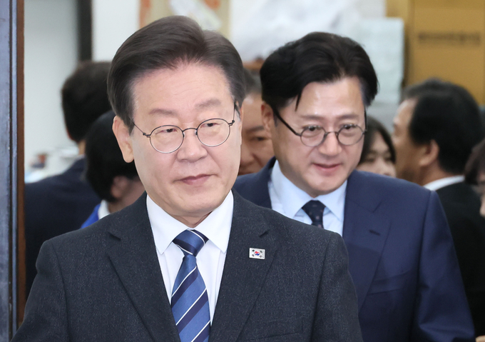 이재명 더불어민주당 대표가 14일 오전 국회에서 열린 최고위원회의에 참석하고 있다. (사진=연합뉴스)