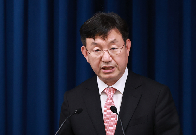 성태윤 대통령실 정책실장이 13일 용산 대통령실에서 라인야후 사태 관련한 정부 입장을 밝히고 있다. (사진=연합뉴스)