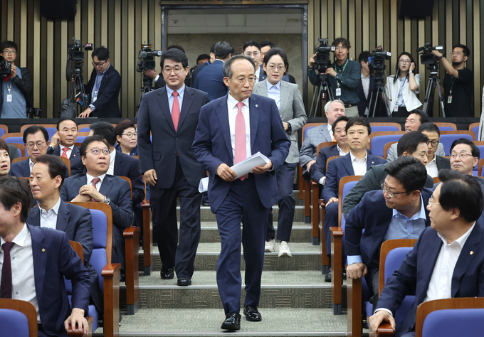 추경호 국민의힘 원내대표가 11일 국회에서 열린 의원총회에 참석하고 있다. (사진=연합뉴스)