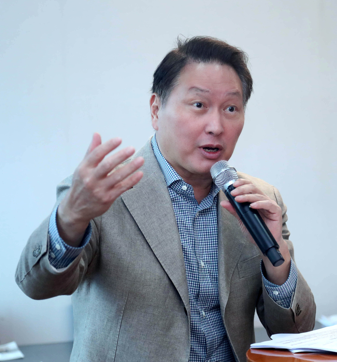 최태원 회장, 대한상공회의소 제주포럼서 발언 (사진=연합뉴스 제공)