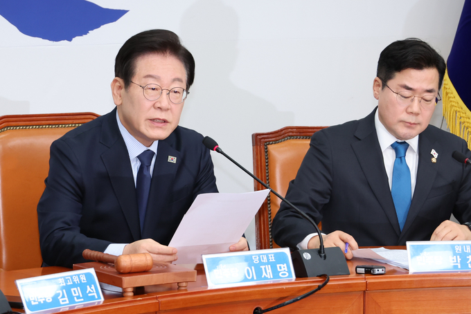 이재명 더불어민주당 대표가 3일 국회에서 열린 기자회견에 참석해 발언하고 있다. (사진=연합뉴스)