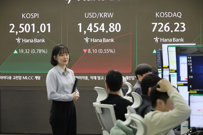 5일 서울 중구 하나은행 본점 딜링룸. (사진=연합뉴스 제공)