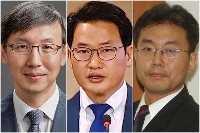 조국혁신당은 12일 이른바 3대 특검법(내란특검법·김건희특검법·채상병특검법)에 따른 특별검사 후보자로 한동수 전 대검찰청 감찰부장(왼쪽부터), 심재철 전 법무부 검찰국장, 이명현 전 국방부 검찰단 고등검찰부장 등 3인을 추천했다. (사진=연합뉴스)