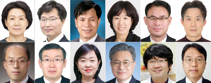 윗줄 왼쪽부터 최은옥 교육부 차관, 구혁채 과학기술정보통신부 1차관, 박인규 과학기술정보통신부 과학기술혁신본부장, 강윤진 국가보훈부 차관, 강희업 국토교통부 2차관, 노용석 중소벤처기업부 차관. 아래 줄 왼쪽부터 조원철 법제처장, 이명구 관세청장, 홍소영 병무청장, 허민 국가유산청장, 임승관 질병관리청장, 강주엽 행복중심복합도시건설청장. (사진=연합뉴스)